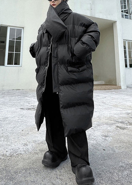 Black Pockets Men Long Parkas Stand Collar Winter RM004 ABC