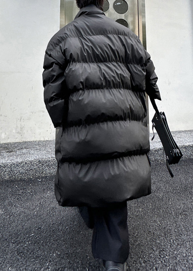 Black Pockets Men Long Parkas Stand Collar Winter RM004 ABC