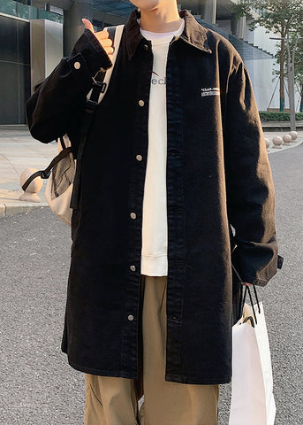 Black Print Pockets Coats Mens Coats Peter Pan Collar Spring YQ013 ABC