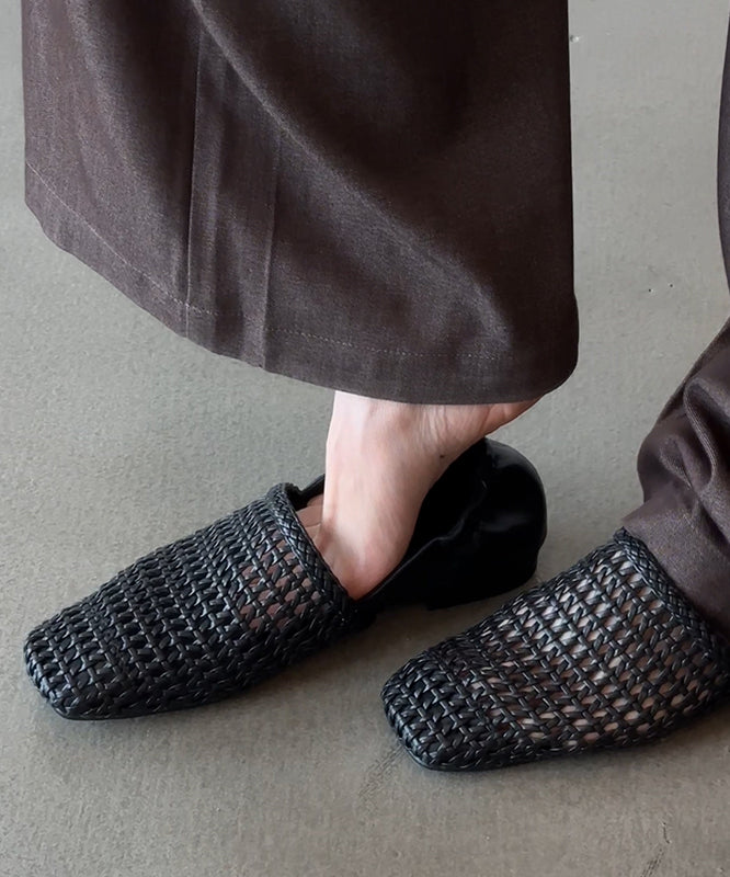 Simple Black Splicing Sandals Walking Hollow For Out Best FashionChic