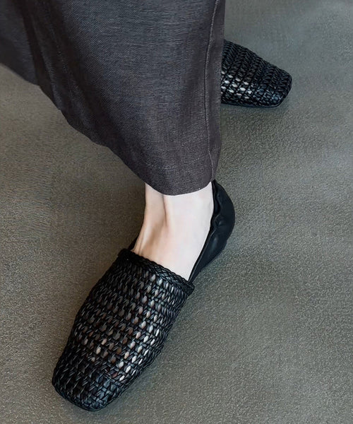 Simple Black Splicing Sandals Walking Hollow For Out Best FashionChic