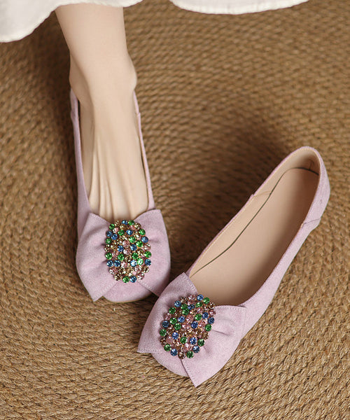 Bow Black Suede Penny Comfy Zircon Loafers Splicing FashionChic
