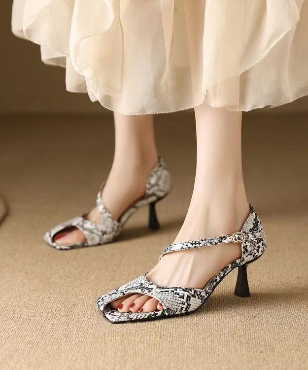 Black White Serpentine Stylish Hollow Out Stiletto Heels Sandals XC1024 Ada Fashion