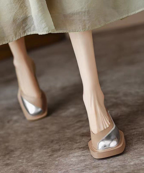 Black Women Comfy Splicing Chunky Cowhide Leather Loafer Shoes OI002 shoe-PDX240801