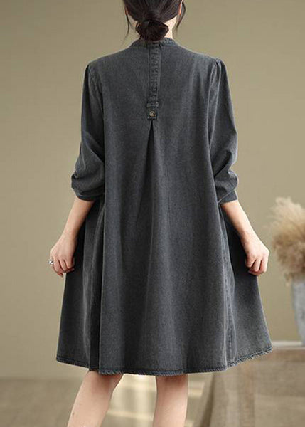 Fall Dresses Neck Black Wrinkled Long V Patchwork FashionChic