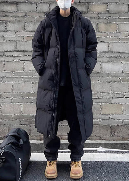 Black Zippered Pockets Men Parka Hooded Winter RJ006 ABC