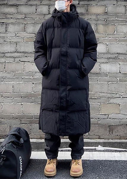 Black Zippered Pockets Men Parka Hooded Winter RJ006 ABC