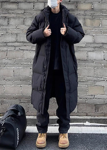 Black Zippered Pockets Men Parka Hooded Winter RJ006 ABC