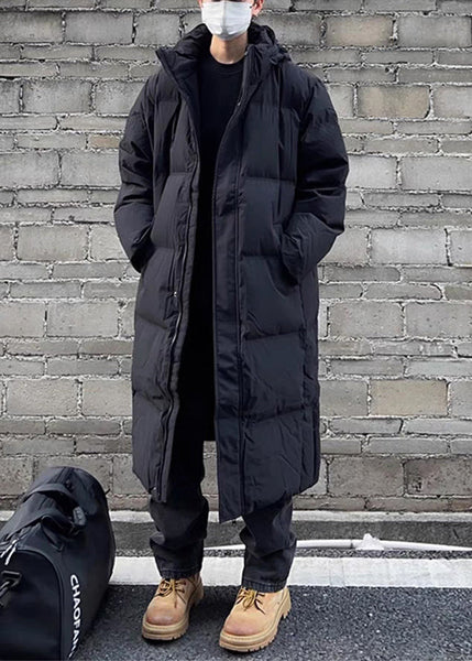 Black Zippered Pockets Men Parka Hooded Winter RJ006 ABC