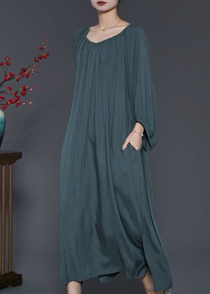 Blackish Green Cotton Robe Dresses Oversized Spring SD1017 Ada Fashion