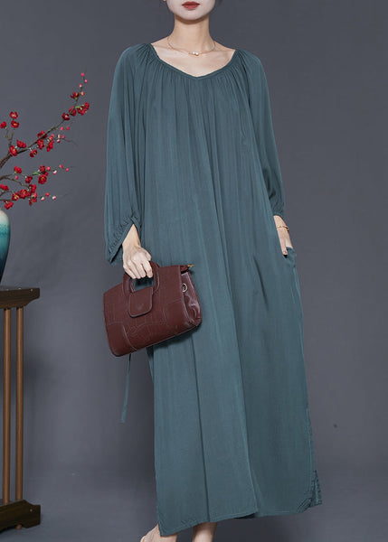 Blackish Green Cotton Robe Dresses Oversized Spring SD1017 Ada Fashion