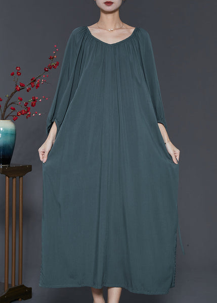 Blackish Green Cotton Robe Dresses Oversized Spring SD1017 Ada Fashion