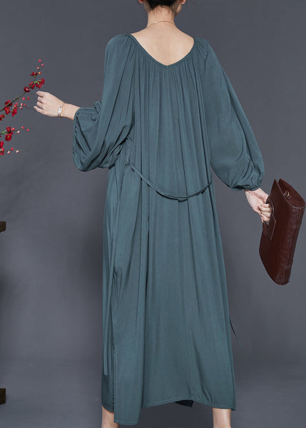 Blackish Green Cotton Robe Dresses Oversized Spring SD1017 Ada Fashion