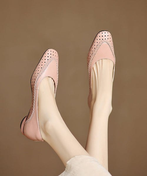 Toe Sheepskin Splicing Pointed Chunky Comfortable Blue FashionChic