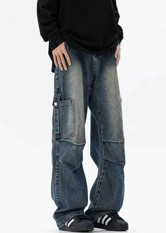 Waist Spring Men Blue Denim Design Pockets Pants Original High FashionChic