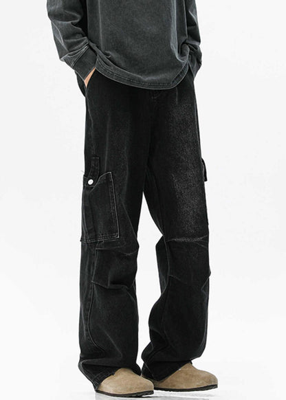 Waist Spring Men Blue Denim Design Pockets Pants Original High FashionChic