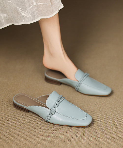 Classy Sheepskin Splicing Blue Slide Sandals FashionChic