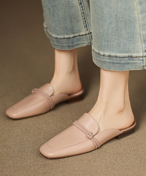 Classy Sheepskin Splicing Blue Slide Sandals FashionChic