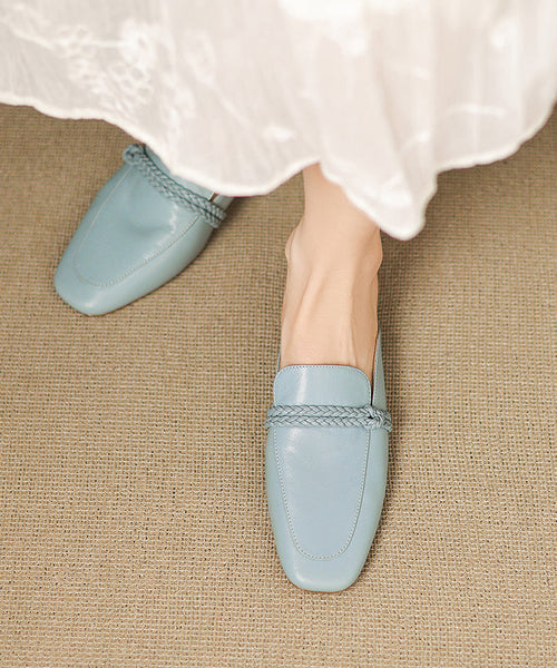 Classy Sheepskin Splicing Blue Slide Sandals FashionChic