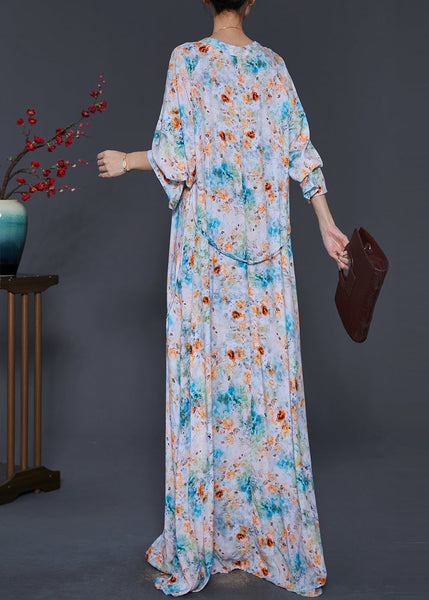 Blue Tie Dye Cotton Ankle Dress Tasseled Summer SD1049 Ada Fashion