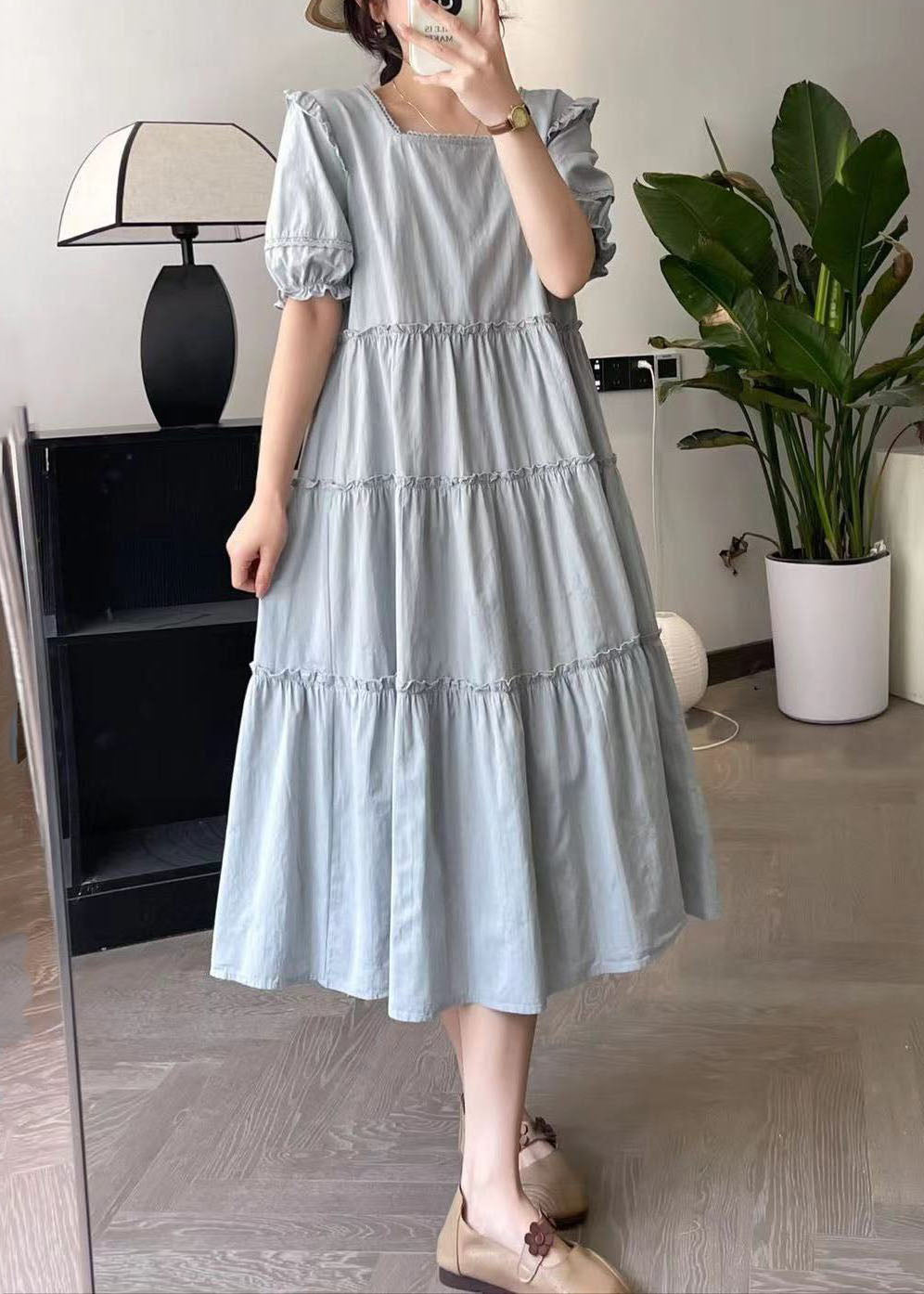 Blue Wrinkled Patchwork Vacation Maxi Dresses Summer BV028 MZF-SDL240702