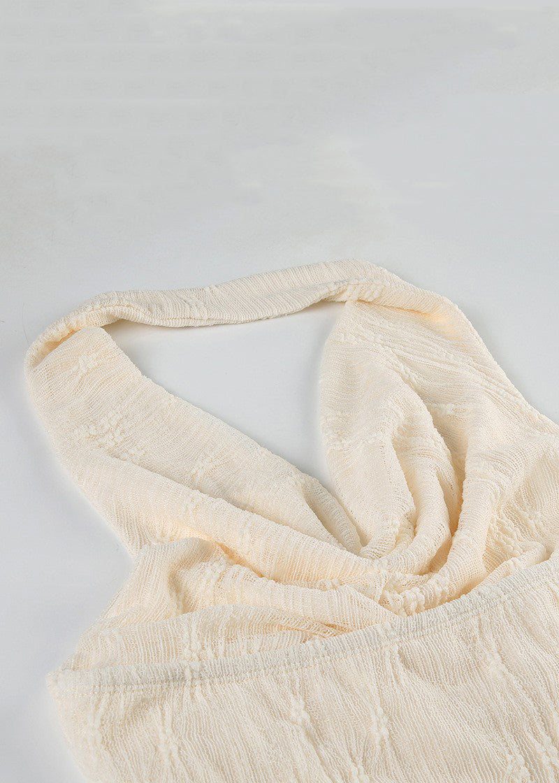 Mini Bohemian Apricot Asymmetrical Dresses Backless Lace FashionChic