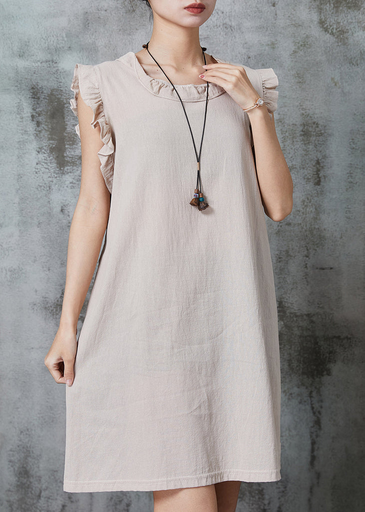 Bohemian Apricot Tie Waist Cotton Mini Dress Summer AL1010 Genistyle Shop