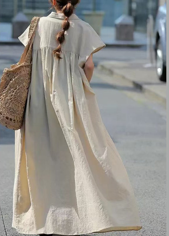 Dress Shirt Cotton Oversized Bohemian Summer Beige FashionChic