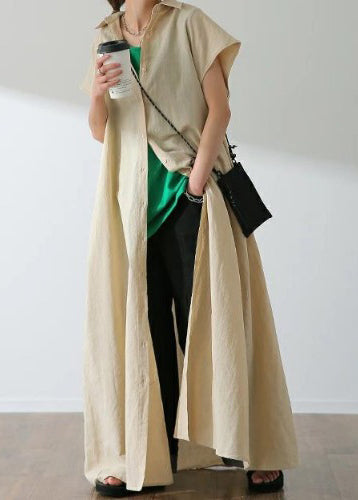 Dress Shirt Cotton Oversized Bohemian Summer Beige FashionChic