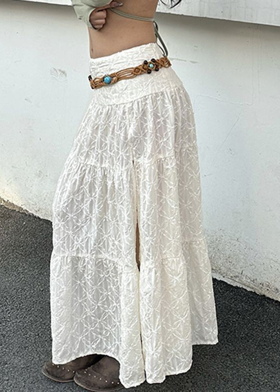 Side Bohemian Waist Open Beige Summer Skirts Cotton High FashionChic