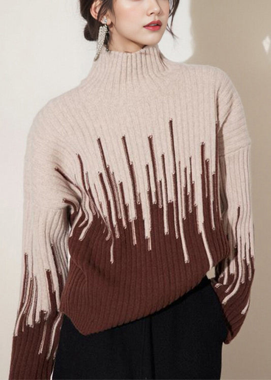 Bohemian Beige Turtleneck Thick Knit Sweater Winter WX004 ABC