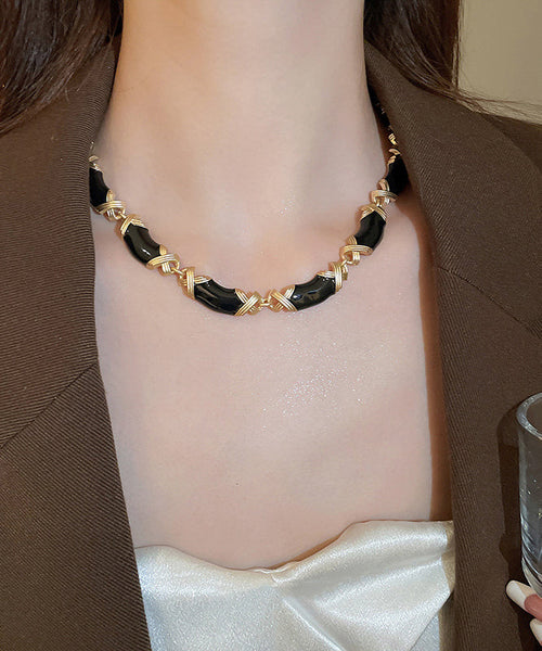 Glaze Black Gratuated Alloy Bohemian Necklace Drip Bead FashionChic