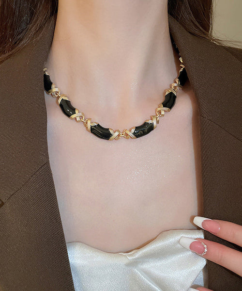 Glaze Black Gratuated Alloy Bohemian Necklace Drip Bead FashionChic