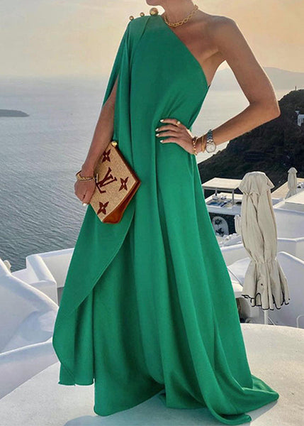 Vestidos Bohemian One Dress Blue Design Shoulder Asymmetrical FashionChic