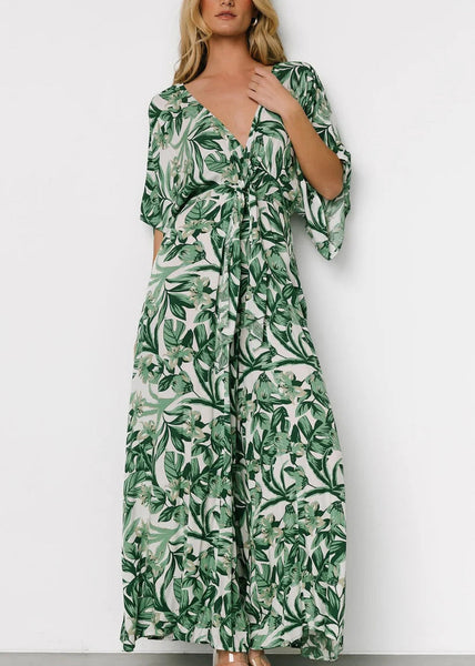 Bohemian Blue Print Lace Up Pockets Cotton Jumpsuit Summer AU1010 OM-ZS240902