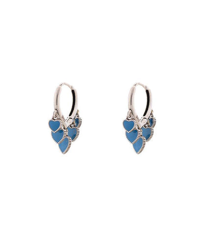 Ename Steel Bohemian Glaze Stainless Earrings Blue Love Hoop FashionChic