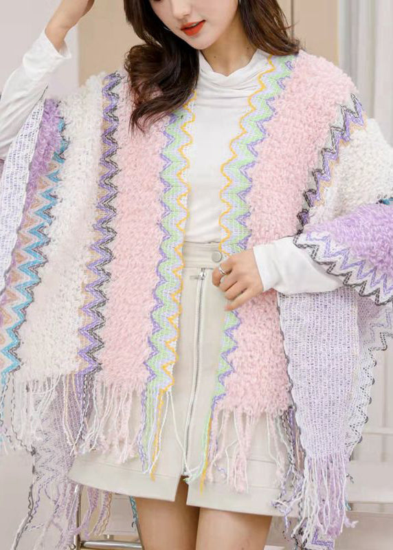 Bohemian Blue Tassel Holiday Knit Scarf WO027 HS-SCF241109