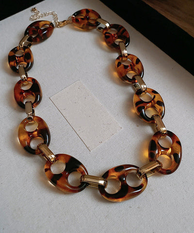 Collar Bohemian Coffee Acrylic Hollow Necklace Alloy Out FashionChic