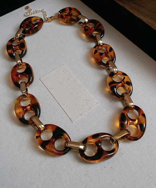 Collar Bohemian Coffee Acrylic Hollow Necklace Alloy Out FashionChic