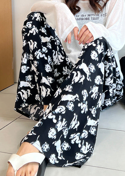 Straight Bohemian Waist Print Pants Elastic Cotton Summer FashionChic