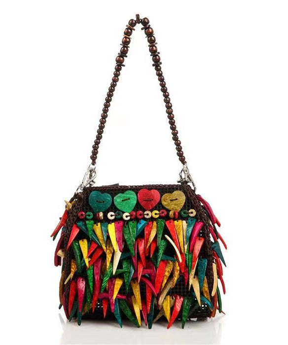 Bohemian Ethnic Style Wooden Tasseled Messenger Bag HJ1033 Ada Fashion
