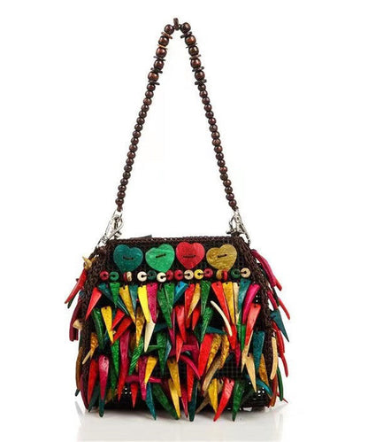 Bohemian Ethnic Style Wooden Tasseled Messenger Bag HJ1033 Ada Fashion