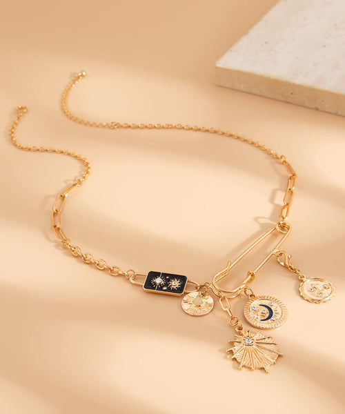 Pin Zircon Asymmetrical Bohemian Copper Cross Gold Alloy Pendant FashionChic