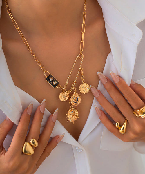 Pin Zircon Asymmetrical Bohemian Copper Cross Gold Alloy Pendant FashionChic