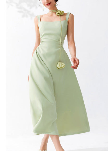 Bohemian Green Cold Shoulder High Waist Dresses Sleeveless AM1023 Genistyle Shop