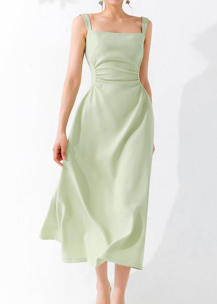 Bohemian Green Cold Shoulder High Waist Dresses Sleeveless AM1023 Genistyle Shop