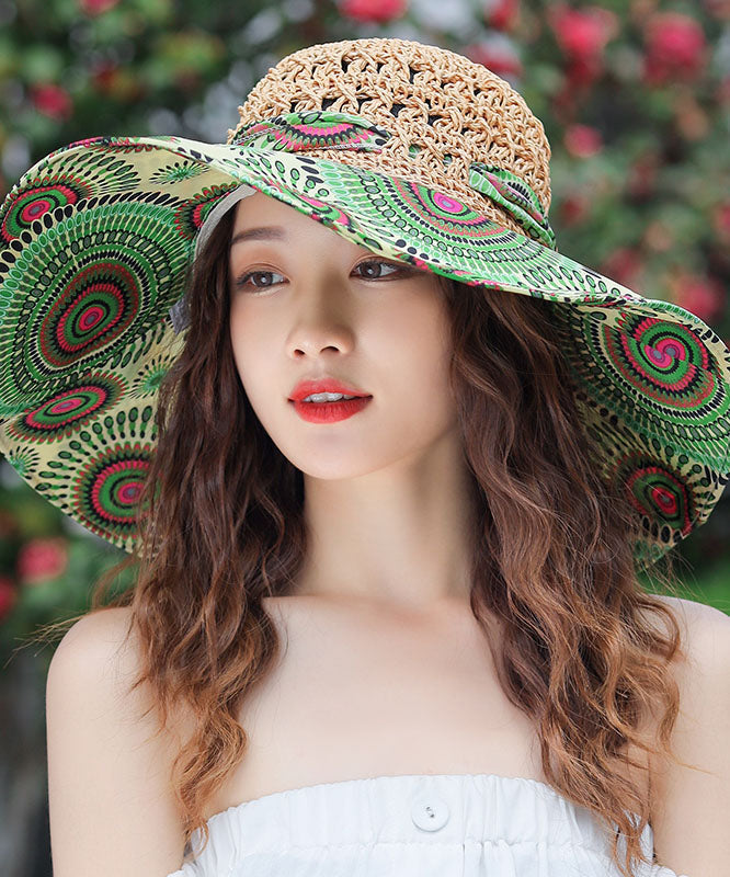 Bohemian Green Hollow Out Grass Weaving Sun Hat YU1017 Hat-HAT240528
