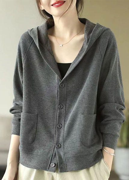 Bohemian Grey Hooded Cotton Coats Spring TJ017