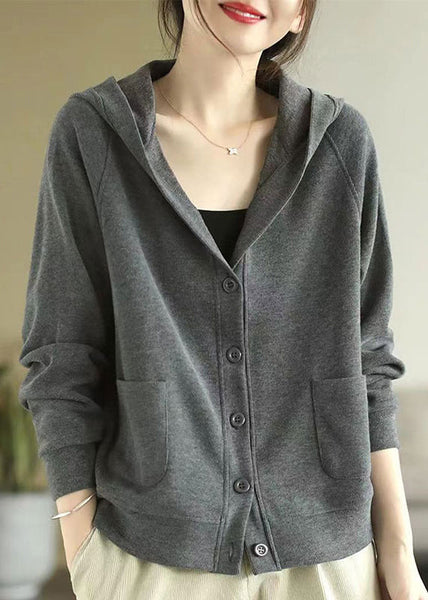Bohemian Grey Hooded Cotton Coats Spring TJ017