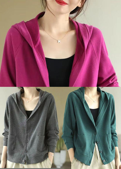 Bohemian Grey Hooded Cotton Coats Spring TJ017